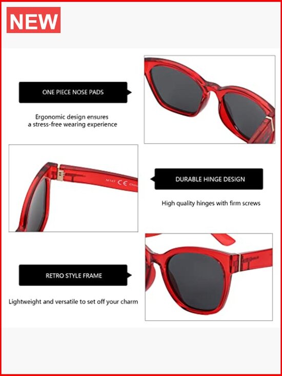 Oversize Cat Eye Polarized Sunglasses UV400 Protection Retro Shades main image 7